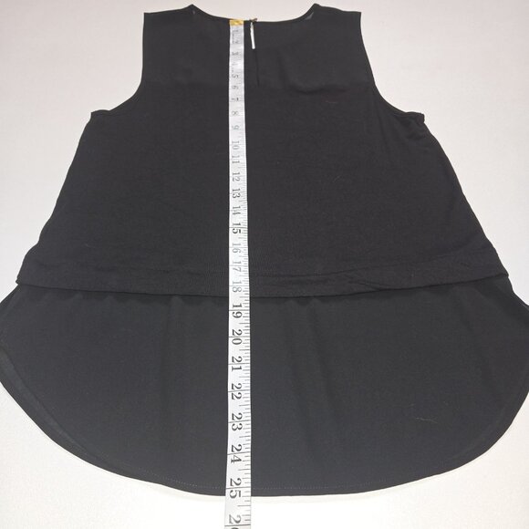 MICHAEL KORS Womens Sleeveless Knit Woven Mix Layered Top Sheer Womens Black Sm - Picture 7 of 9